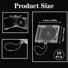 10 Pcs Mini CD Jewel Case Plastic Cd Cases Clear DVD Cover Bulk DVD Jewel Keyring Music Blank Mini Compact Disc Holder Pendant Personalized for DIY Backpack Hanging Decor Gifts