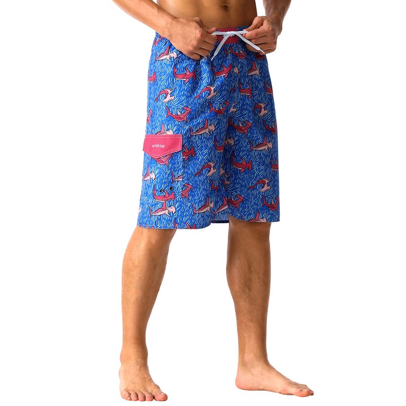 Unitop Bañador para hombre, corte relajado, secado rápido, a rayas