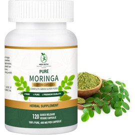 Moringa Capsules 800mg, 120 Moringa Pure Capsules For Energy, Immune Support, Gut Health & Powerful Green Superfood, Rich In Antioxidants, Essential Vitamins & Amino Acids, Non-GMO & Gluten Free