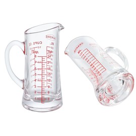 Ackers Shot Glass Measuring Cup 4 Ounce/120ML Liquid Heavy High Espresso Glass Cup Red Line,Insulated handle | V-Shaped Spout
