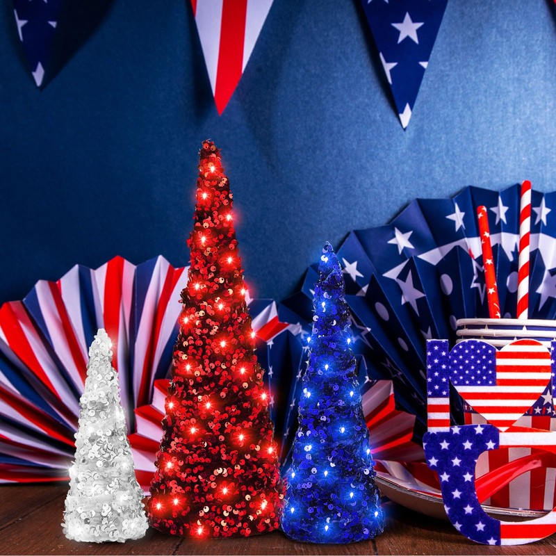 Ceenna 3 Pcs Independence Day Velvet Trees Set Independence Day