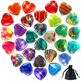 MARFOREVER 34 Pieces Lucky Charm Heart Stone, Natural Crystals Gemstones Set Love Colourful Stones Lucky Charm New Year's Eve Decoration 2026 New Year Gifts Valentine's Day Christmas Gifts