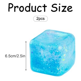 Bojueshaw 2PCS Unique Square Squeeze Stress Reliever – Realistic Ice Cube Design for Fun Pressure Relief – Ideal for Parties and Stress-Reducing Play(Broken Ice Blue)