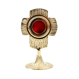 NKlaus Luna 3308 Reliquary Brass Gold-Plated Monstrand, House Altar, Diameter 6 cm, Opening at the Back, Handmade, Brass