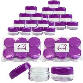 (Quantity: 24 Pieces) Beauticom 15G/15ML Round Clear Jar with Purple Lids for Pills, Medication, Ointments and Other Beauty and Health Aids - BPA Free