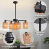 Povectolay Boho Hand Woven Chandelier, 6-Light Black Pendant Lights Kitchen