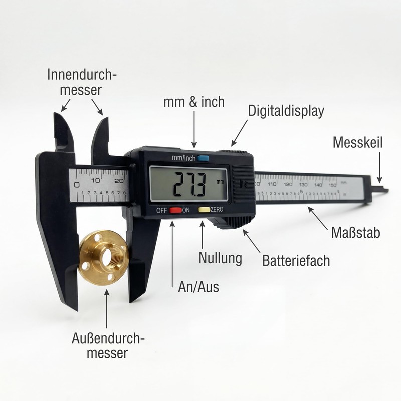 jj-shop24 Digital Caliper, Calliper Gauge, 0-150 mm, Digital LCD Display,