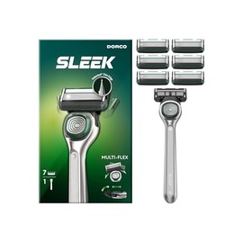 DORCO SLEEK 6 Blade Razor for Men with Multi-Flex Technology for a Smooth & Comfortable Shave | Cartridge Razor for Men, Razor Handle + 7 Cartridges