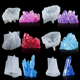 Juego de 6 moldes de cristal de resina de cuarzo, molde de roca de cristal epoxi, molde de silicona para druzy, arcilla polimérica, vela de jabón, decoración de pasteles