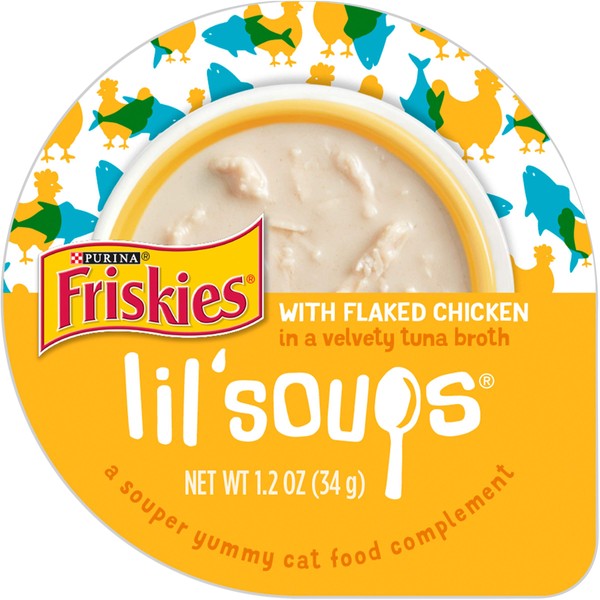 Purina Friskies Natural, Grain Free Wet Cat Food Complement, Lil' Soups - (8) 1.2 oz. Tubs