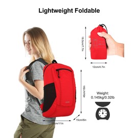 GOX Foldable 20l Backpack For Travel Lightweight Hiking Packable Daypack for Men Travel Camping Outdoor Bag Women (Red)