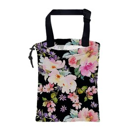 KXWQTRDD Car Trash Bag Watercolor Pink Flowers Leak-Proof Waterproof Car Garbage Bag with Drawstring Foldable Canvas Trash Bin with Adjustable Buckle for Car Accessories, Travelling, Camping