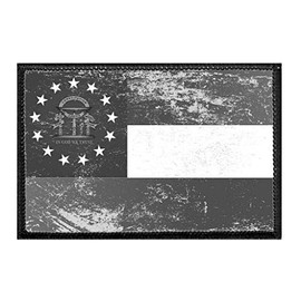Georgia State Flag - Black and White - Distressed Morale Patch | Hook and Loop Attach for Hats, Jeans, Vest, Coat | 2x3 in | by Pull Patch