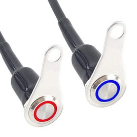 RUNCCI-YUN Pack of 2 12 V LED Motorcycle Switch Motorcycle Handlebar Switch Handlebar Mount Horn Power Start Kill Switch Button Headlight Brake Fog Light On/Off (7/8 Inch) (Red Light Blue Light)