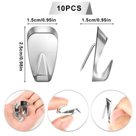 AIEX 10pcs Cubicle Hooks for Fabric Walls, Metal Push Pin Hooks Office Shelf Accessories Hanging Supplies Coat Clips Hanger Nails for Picture Clock Photo Frame Keychain (Silver)