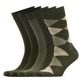 VRD SOCKS Men's Dress Socks, Mid Calf Socks for Men, 5-Pairs, Pattern Crew Socks for Men Shoe Size 8-13 (Green)