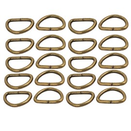 sourcing map Pack of 20 D Rings 10 mm Inner Width Metal Semicircular Non-Welded Bronze Tone