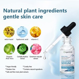 OrganiCAN Hyaluronic Acid Serum for Face with Vitamin C, Vitamin E | Anti Aging, Skin Brightening, Hydrating Formula for Dry Skin, 1 oz