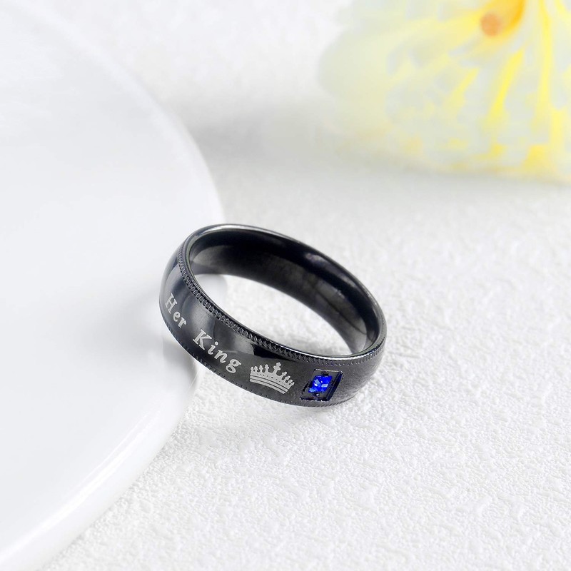 MONIYA Set of 2 His Queen Her King Rings Stainless