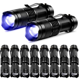 Mudder 10 Pack UV Blacklight Flashlights LED Mini Light Handheld Torch Detector Portable UV Flashlight Torch for Pet Urine, Hotel Inspection, Dry Stain and Dye Detector(Black, Purple Light)
