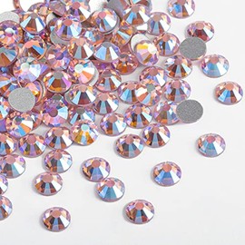 Beadsland 1440 diamantes de imitación de cristal con parte trasera plana, gemas redondas, rosa claro AB, SS20, 0.181-0.189 in