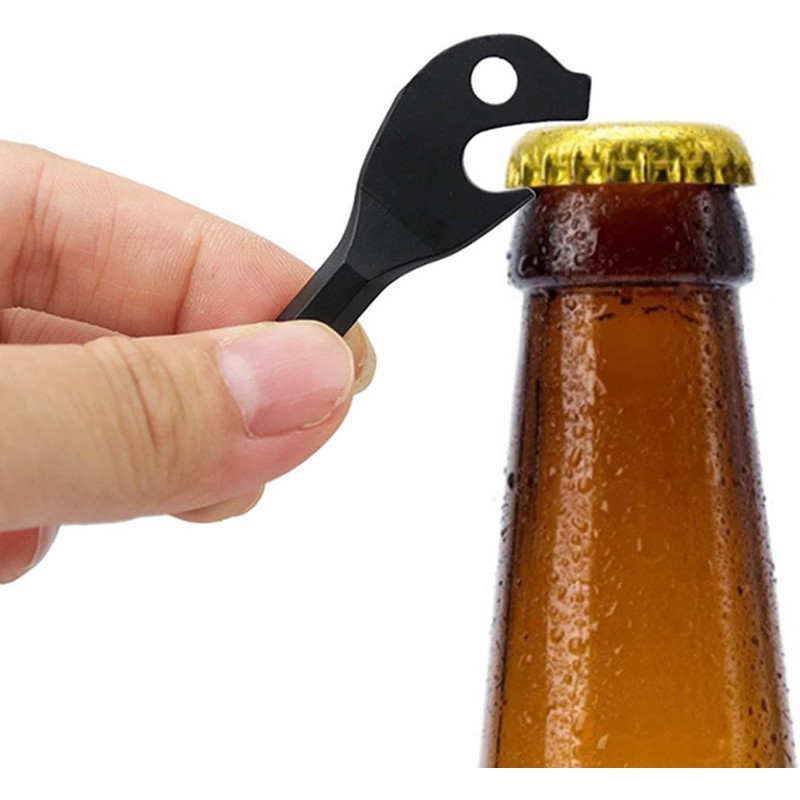 Black Compact Keychain Multifunction Tool Stainless Opener Screwdriver Mini Pry