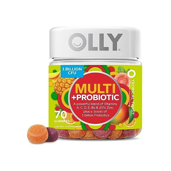 OLLY Multi + Probiotic Adult Multivitamin Gummy, 1 Billion CFUs,