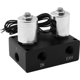 Vixen Air Suspension Valve Manifold 1/4" NPT Kit with 4 Air Ride Solenoid Valves. Inflates and deflates up to 2 Air Bags, Springs VXF1UM14C-2