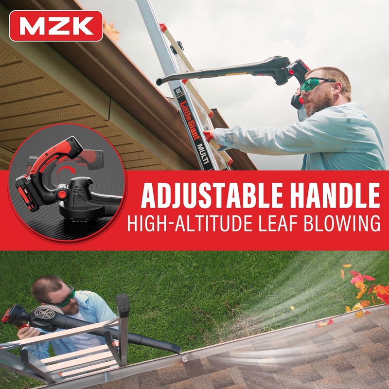 MZK Cordless Leaf Blower,20V Battery Powered Leaf Blower for Lawn