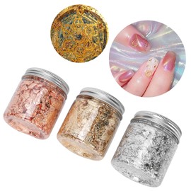 3 piezas de decoración de uñas, lentejuelas de imitación de uñas, oro, plata, escamas, brillos, manicura, lentejuelas, hoja dorada, decoración de uñas