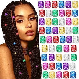 NAISKA 50 cuentas de joyería para rastas, pinzas para trenzas, anillos para mujer - Puños de metal de aluminio multicolor, accesorios para trenzar el cabello