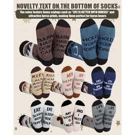 Shyyween 8 Pairs Funny Horse Socks for Men Riding Novelty Equestrian Crew Dress Socks Western Cowboy Riding Gift for Horse Lovers Equestrians Derby Holiday Party Favors