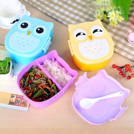 Bento Box Para Niños, Fiambrera Cajas Bento1050 Ml, Con Diseño De Búhos De Dibujos Animados, Sin BPA, Bonito Y Simple Para Niños, Contenedor De Comida Para Escuela Y Viajes (Morado)