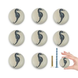 Lasyman 8 Pack 1.5" Ceramic Seahorse Cabinet Knob Unique Ocean Theme Decorative Cabinet Dresser Drawer Pulls Handles and Knobs