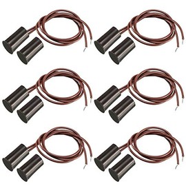 Gebildet 6pcs Brown Built-in Security Contact Sensor for Window, Gate, Alarm, Magnetic Reed Switch, Nearby Magnet - Connect Circuit, Magnet Removed - Break Circuit