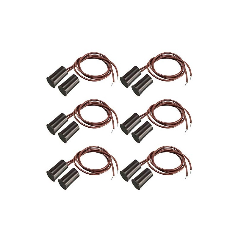 Gebildet 6pcs Brown Built-in Security Contact Sensor for Window, Gate,