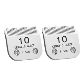 2 Pack Size 10# Detachable Clipper Ceramic Blades, Dog Grooming Clipper Replacement Blades Compatible with Andis Dog Clippers, Wahl KM Series Clippers, Oster A5, Cut Length 1/16"(1.5mm) Silver
