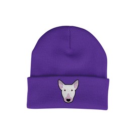 Bang Tidy Clothing Bull Terrier Beanie Hat - Dog Lovers Gifts for Women - Winter Hats for Women - Knitted Wooly Ladies Hats - Dog Walking Accessories - Embroidered Gifts for Dog Lovers Purple