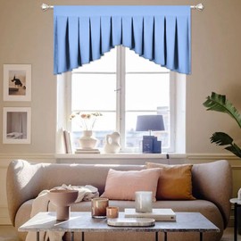 OYRING Window Valance for Kitchen Light Sky Blue Blackout Valances for Bedroom, Rod Pocket，Pack of 1 （Light Sky Blue ， 39" W x 20" L）
