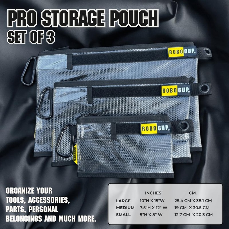 ROBOCUP Pro Zippered Storage Pouch, 3 Sizes Sold Individually or