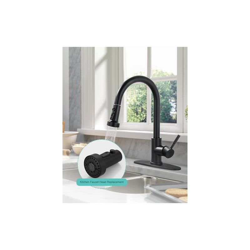 Pull Down Faucet Head Replacement: 3-Function Kitchen Faucet Sprayer Head