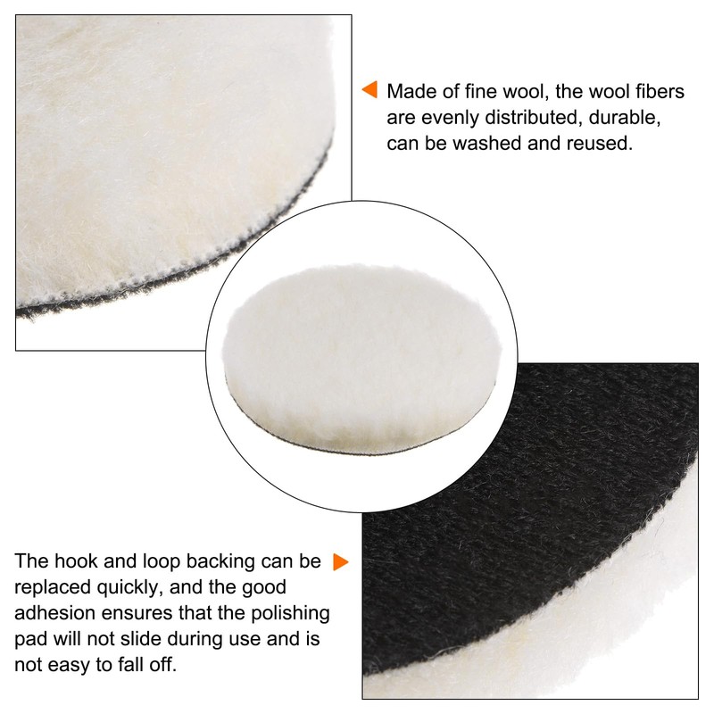 sourcing map 5pcs Wool Buffing Pads, 6 inch Polishing Pad