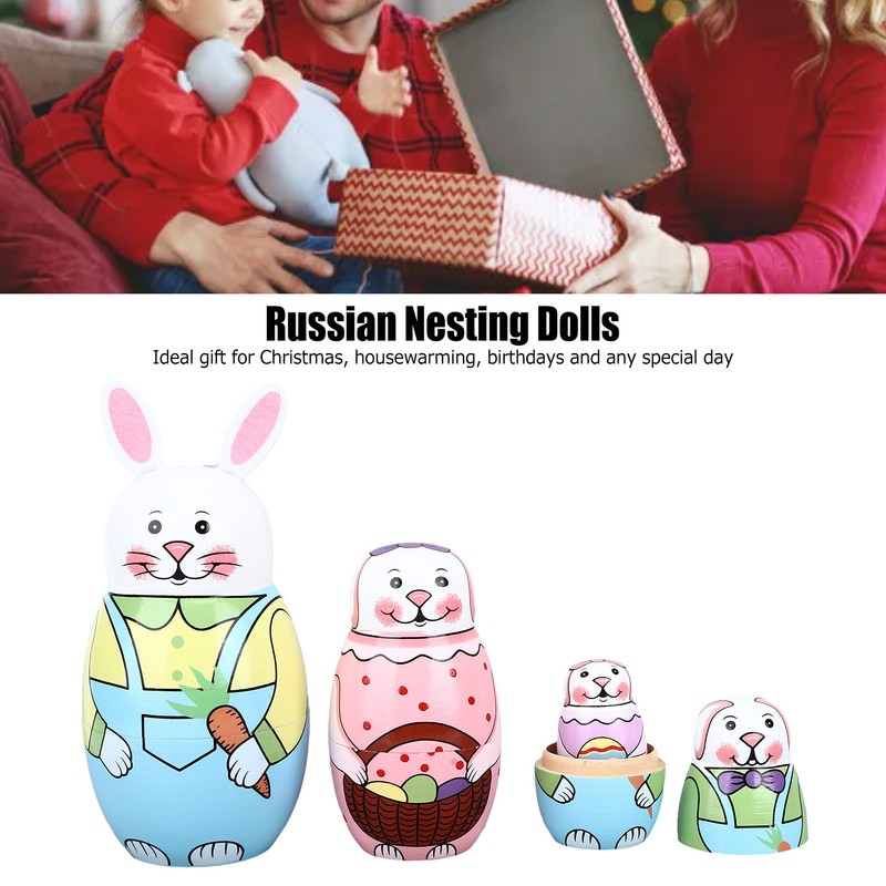 Wooden Russian Nesting Dolls Rabbit Shape Wood Nesting Dolls for