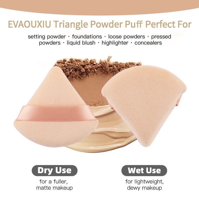 2 Pcs EVAOUXIU Triangle Powder Puff for Face Powder, Soft