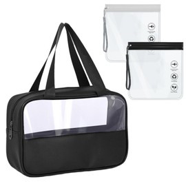 TYXHXTF Clear Toiletry Bags, Makeup Bag Waterproof Transparent Cosmetic Gags for Travel, Airport Security Liquids Bags, Travel Accessories Holiday Essentials, for Men Women