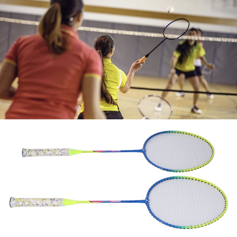 2Pcs Badminton Racket Yellow Light Frame Large Sweet Spot Anti