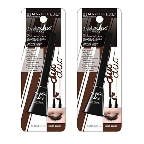 Maybelline New York Eye Studio Master Duo Glossy Liquid Liner, Bronzed Shimmer, 0.05 Fluid Ounce (Pack of 2)