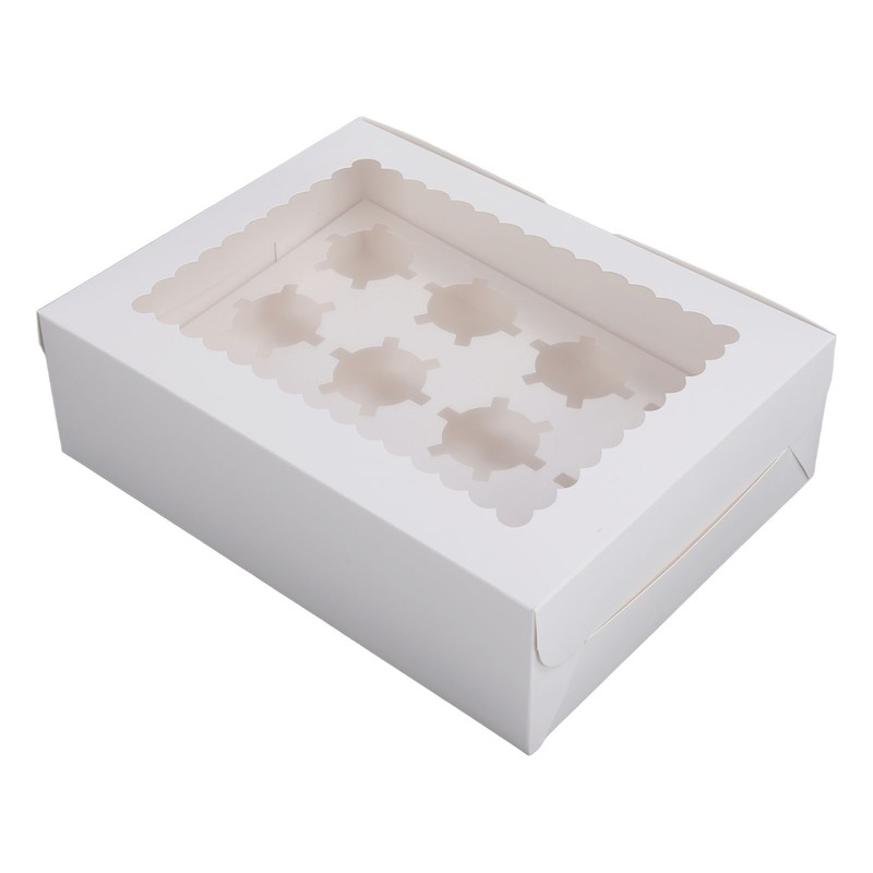6PCS Set Cupcake Container 12 Holes Cardbord Bakery Pastry Carrier