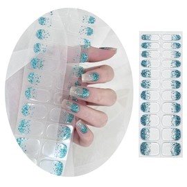 UUDDNN Semi Cured Gel Nail Strips,Works with Any UV/LED Lamps,Pre-Cured,Salon-Quality,Wallet-Frendly,Long Lasting Nail Wraps, Stickers (Jelly Green, Extra Long)
