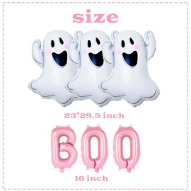 Halloween Balloons, Pink Boo Balloons Set, Ghost Foil Balloons For Halloween Party Supplies, Ghost Decorations, Halloween Photo Props, Hanging, Indoor Outdoor Decor